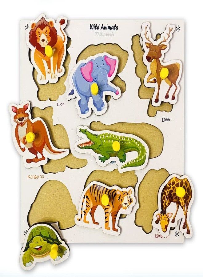 Khilonewale Wooden Wild Animal Puzzles for Kids, Educational Toys for Toddlers & Preschoolers, Jigsaw Puzzles (Wild Animals) - Image 3